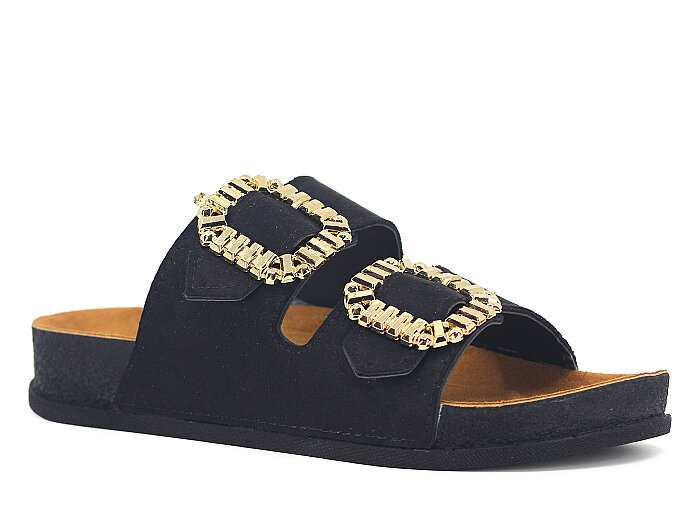 Piomi Zenne 7073 Çift Toka Kutulu Günlük Terlik Siyah - 1