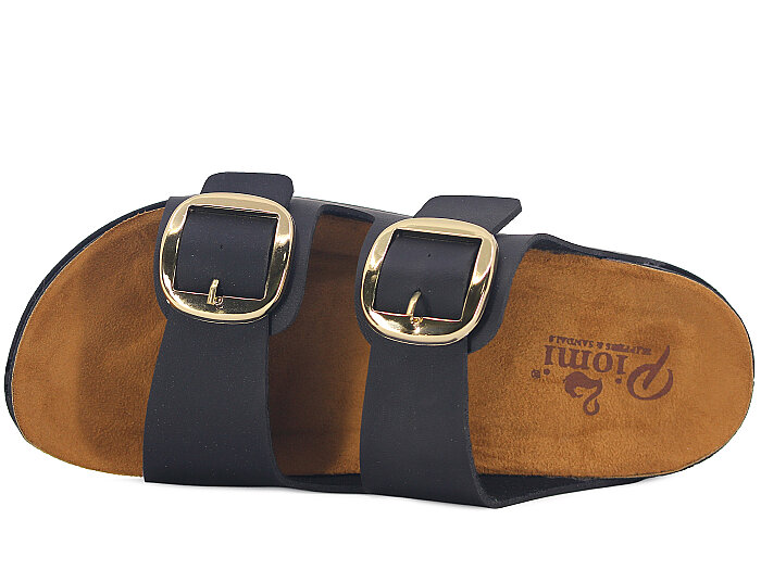 Piomi Zenne 7080 Çift Toka Kutulu Günlük Terlik Siyah Cilt - 2