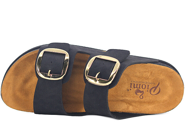 Piomi Zenne 7080 Çift Toka Kutulu Günlük Terlik Siyah Nubuk - Piomi (1)