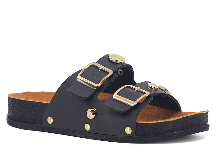 Piomi Zenne 7110 Çift Toka Kutulu Günlük Terlik Siyah - Piomi