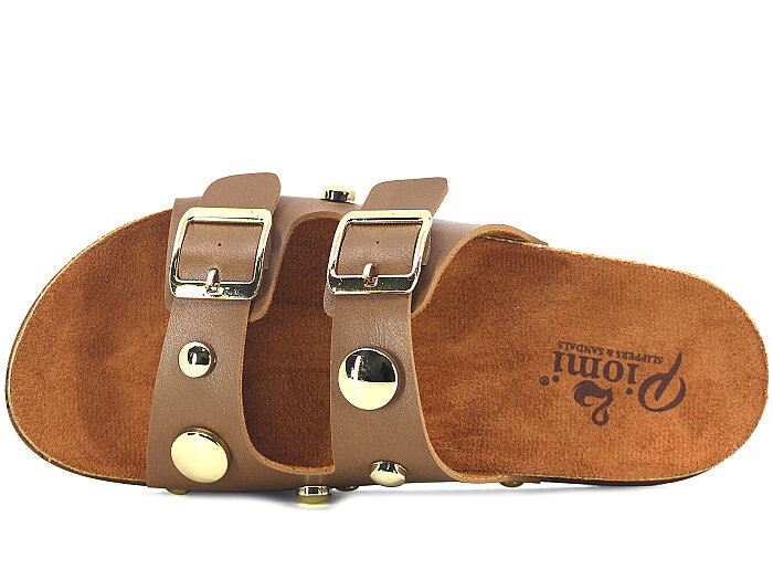 Piomi Zenne 7110 Çift Toka Kutulu Günlük Terlik Vizon - Piomi (1)