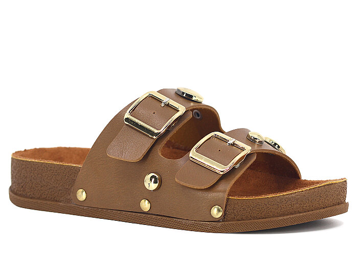 Piomi Zenne 7110 Çift Toka Kutulu Günlük Terlik Vizon - 1