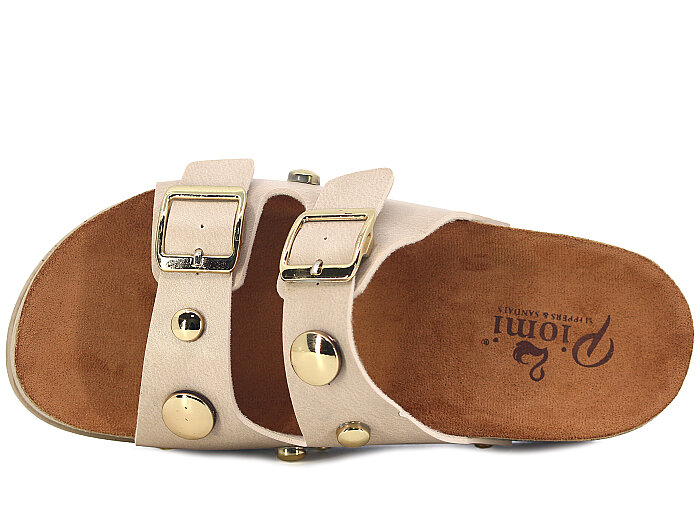 Piomi Zenne 8010 Çift Toka Kutulu Günlük Terlik Bej - Piomi (1)