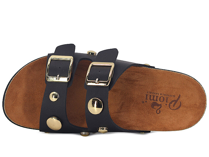 Piomi Zenne 8010 Çift Toka Kutulu Günlük Terlik Siyah - Piomi (1)