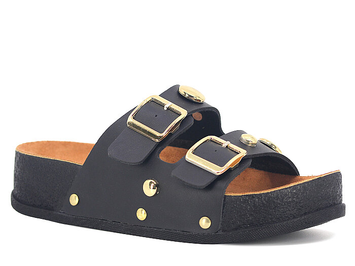 Piomi Zenne 8010 Çift Toka Kutulu Günlük Terlik Siyah - Piomi