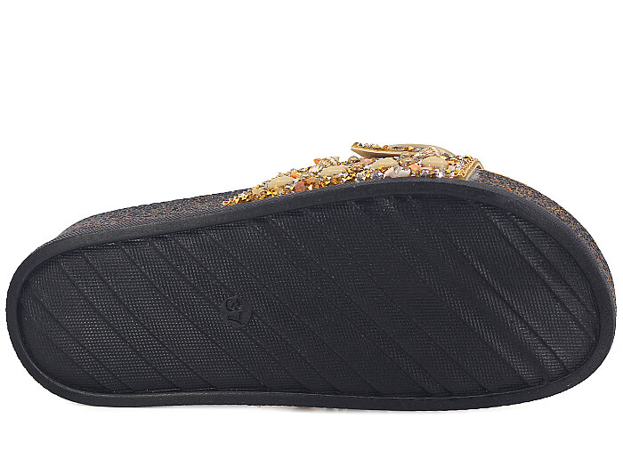 Piomi Zenne 8011 Çift Toka Taşlı Kutulu Günlük Terlik Altın - 3