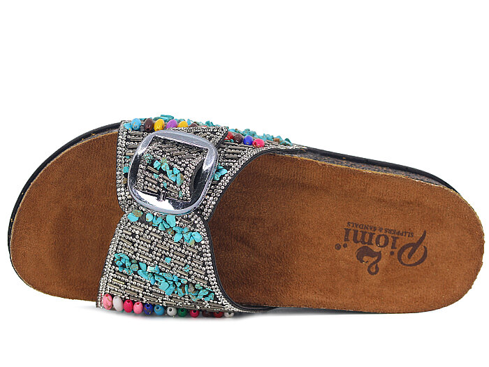 Piomi Zenne 8012 Çift Toka Taşlı Kutulu Günlük Terlik Siyah - Piomi (1)