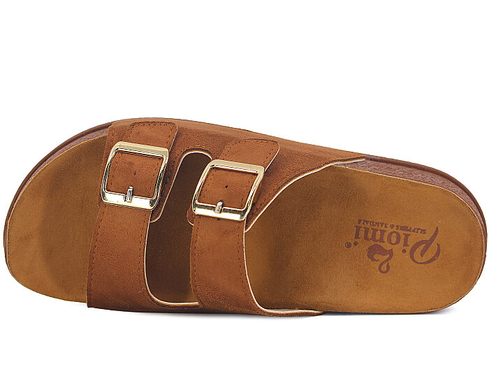 Piomi Zenne 8015 Çift Toka Kutulu Günlük Terlik Taba Süet - Piomi (1)