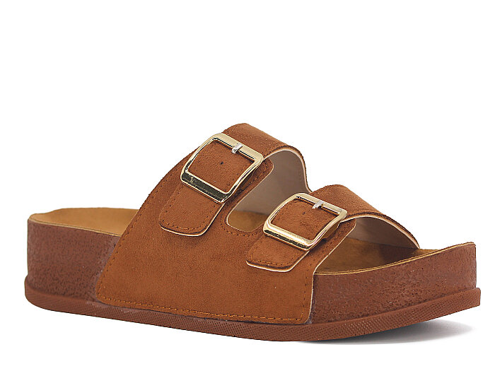 Piomi Zenne 8015 Çift Toka Kutulu Günlük Terlik Taba Süet - 1