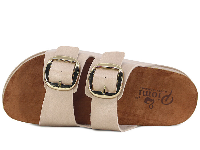 Piomi Zenne 8124 Çift Toka Kutulu Günlük Terlik Bej - 2