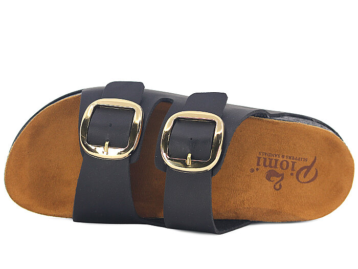 Piomi Zenne 8124 Çift Toka Kutulu Günlük Terlik Siyah - Piomi (1)