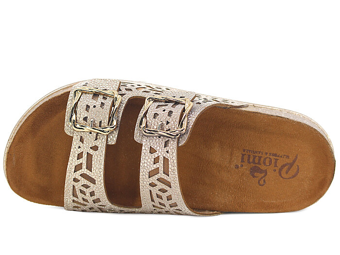 Piomi Zenne 8154 Çift Toka Kutulu Günlük Terlik Altın - Piomi (1)