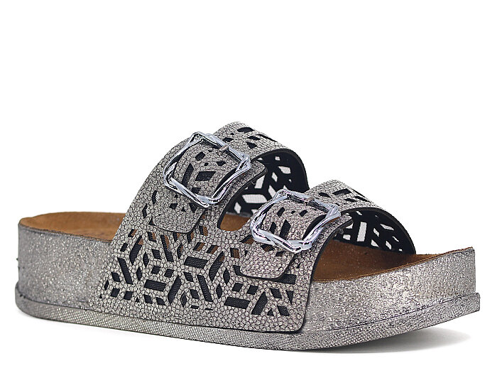 Piomi Zenne 8154 Çift Toka Kutulu Günlük Terlik Füme - Piomi