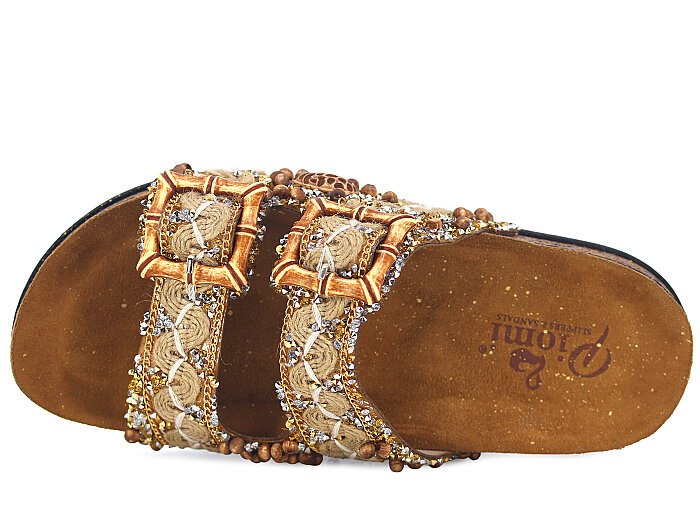 Piomi Zenne 8160 Çift Toka Kutulu Günlük Terlik Altın - 2