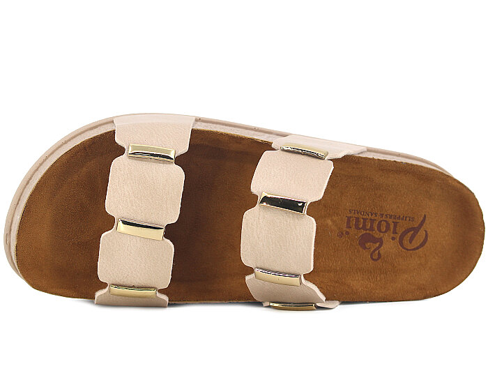 Piomi Zenne 8210 Çift Bant Kutulu Günlük Terlik Bej - 2