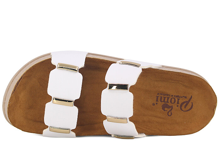 Piomi Zenne 8210 Çift Bant Kutulu Günlük Terlik Beyaz - Piomi (1)