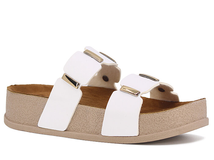 Piomi Zenne 8210 Çift Bant Kutulu Günlük Terlik Beyaz - Piomi