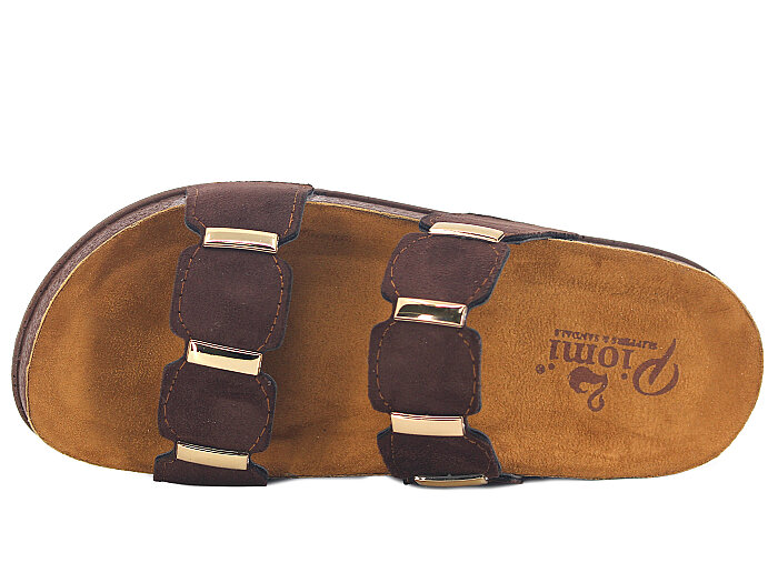 Piomi Zenne 8210 Çift Bant Kutulu Günlük Terlik Kahve Süet - Piomi (1)