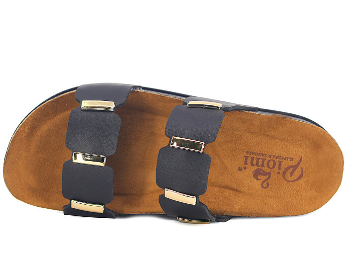 Piomi Zenne 8210 Çift Bant Kutulu Günlük Terlik Siyah - Piomi (1)