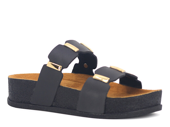 Piomi Zenne 8210 Çift Bant Kutulu Günlük Terlik Siyah - Piomi