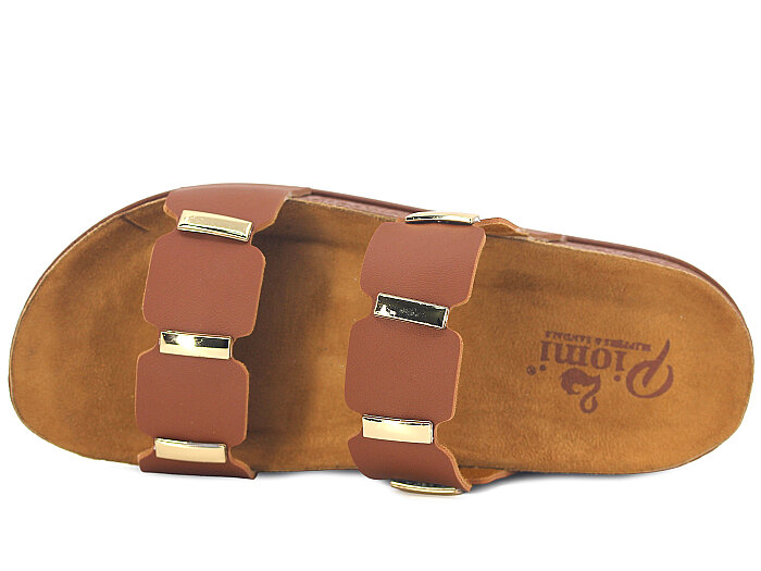 Piomi Zenne 8210 Çift Bant Kutulu Günlük Terlik Taba - 2