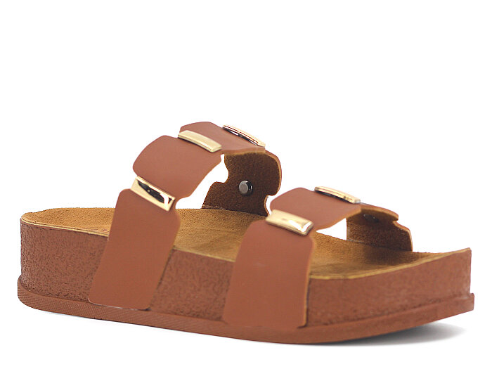 Piomi Zenne 8210 Çift Bant Kutulu Günlük Terlik Taba - 1