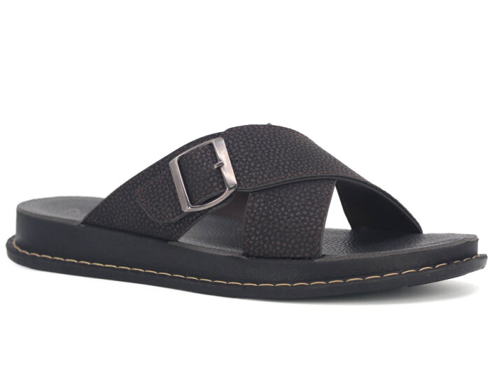 Polen Merdane 1006.M.002 Çapraz Tokalı Günlük Terlik Kahve - 1