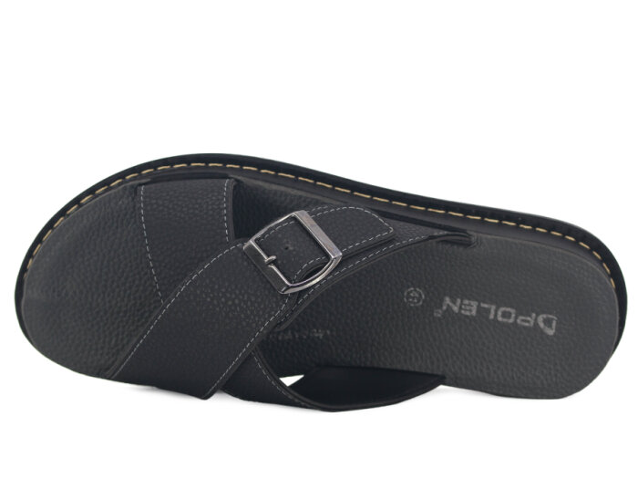 Polen Merdane 1006.M.002 Çapraz Tokalı Günlük Terlik Siyah - 2