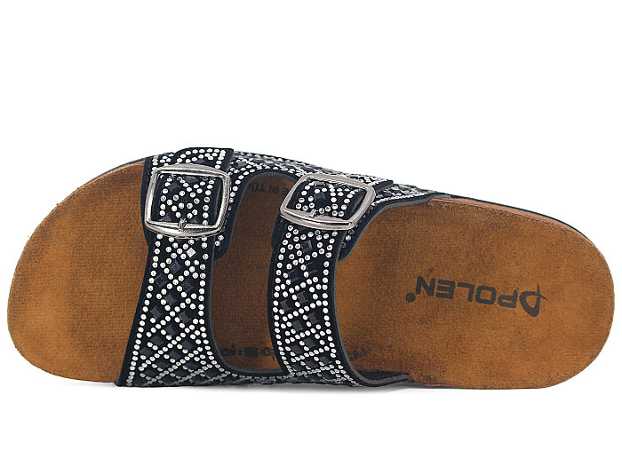 Polen Zenne 1003.Z.005 Taşlı Günlük Terlik Siyah - Gümüş - Polen (1)