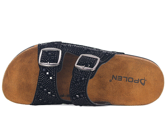 Polen Zenne 1003.Z.006 Taşlı Günlük Terlik Siyah - 2