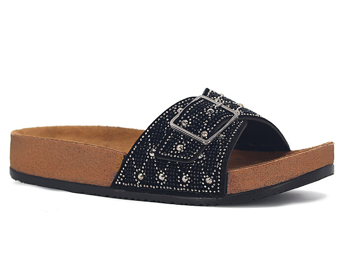 Polen Zenne 1004.Z.012 Taşlı Günlük Terlik Füme - 1