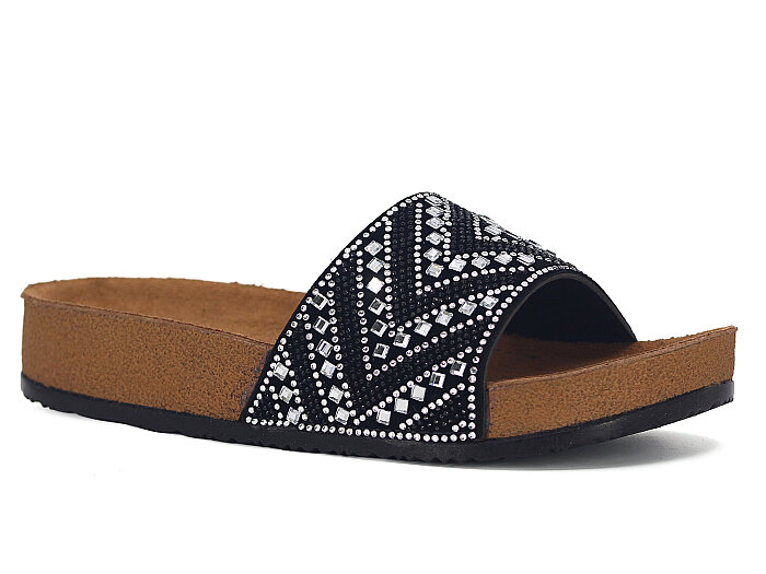 Polen Zenne 1004.Z.015 Taşlı Günlük Terlik Füme - 1