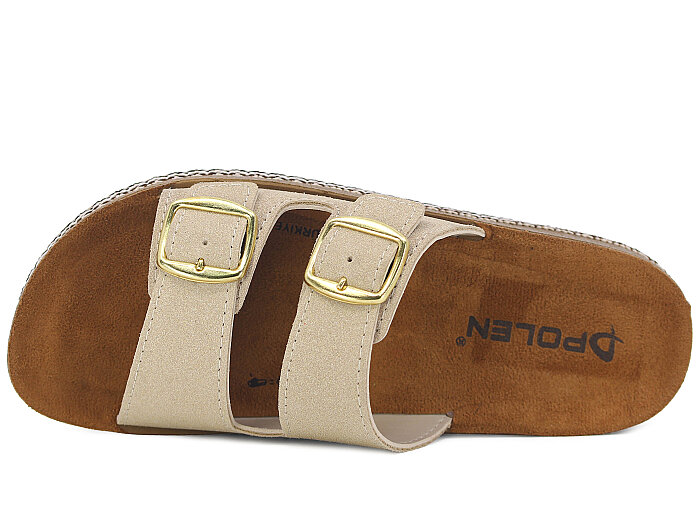 Polen Zenne 1005.Z.002 Çift Toka Günlük Terlik Bej - 2