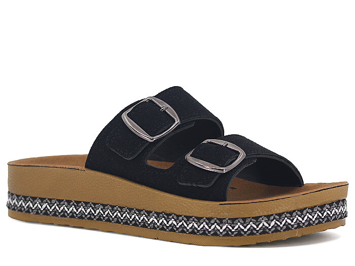 Polen Zenne 1005.Z.002 Çift Toka Günlük Terlik Siyah - Polen