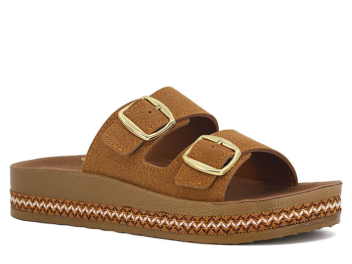 Polen Zenne 1005.Z.002 Çift Toka Günlük Terlik Taba - 1