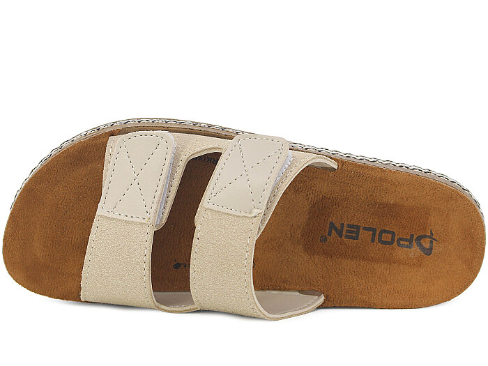 Polen Zenne 1005.Z.003 Çift Bant Cırtlı Günlük Terlik Bej - 2