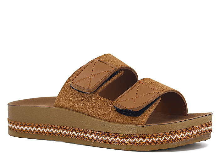 Polen Zenne 1005.Z.003 Çift Bant Cırtlı Günlük Terlik Taba - Polen