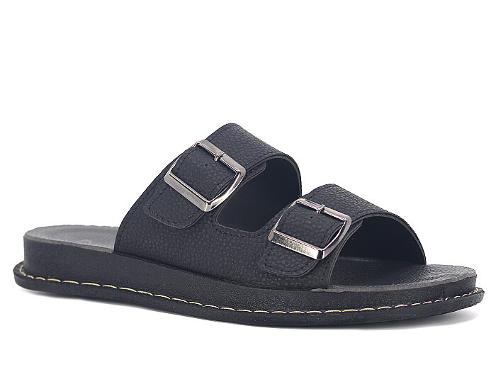 Polen Merdane 1006.M.001 Çift Toka Günlük Terlik Siyah - 1
