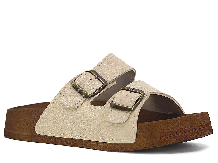 Polen Zenne 1007.Z.002 Çift Toka Günlük Terlik Bej - 1