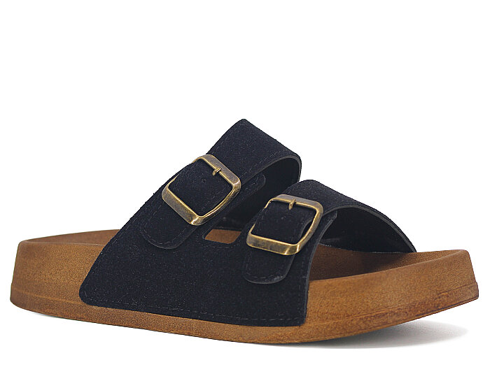 Polen Zenne 1007.Z.002 Çift Toka Günlük Terlik Siyah - Polen