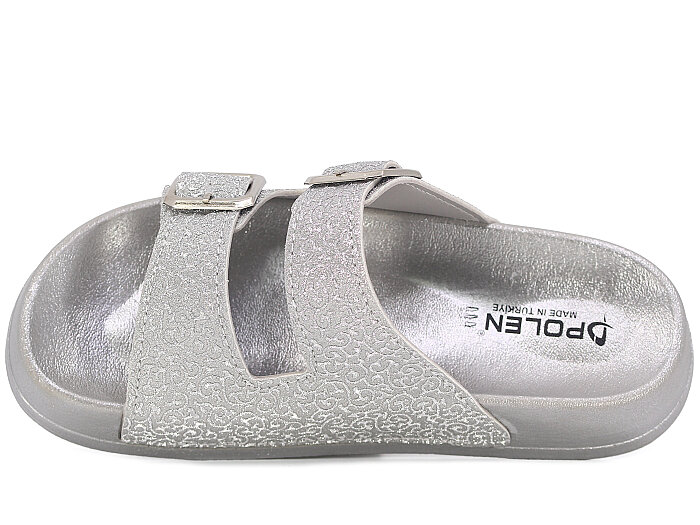 Polen Zenne 1007.Z.006 Çift Toka Günlük Terlik Gümüş - 2