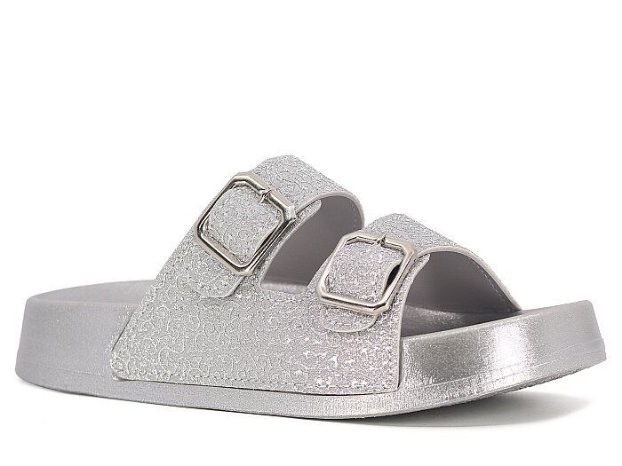 Polen Zenne 1007.Z.006 Çift Toka Günlük Terlik Gümüş - Polen