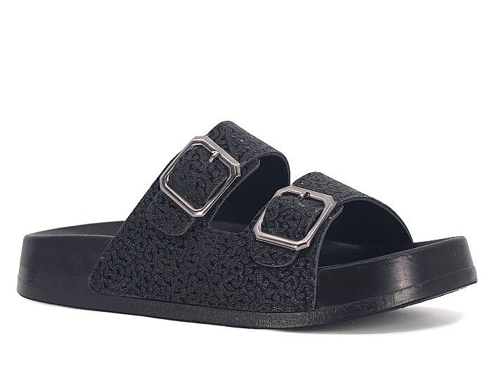 Polen Zenne 1007.Z.006 Çift Toka Günlük Terlik Siyah - 1