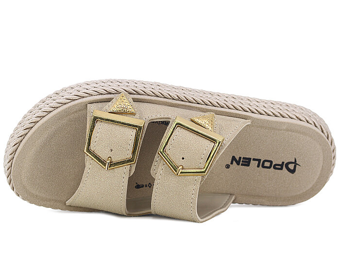 Polen Zenne 1010.Z.001 Çift Toka Günlük Terlik Bej - Polen (1)