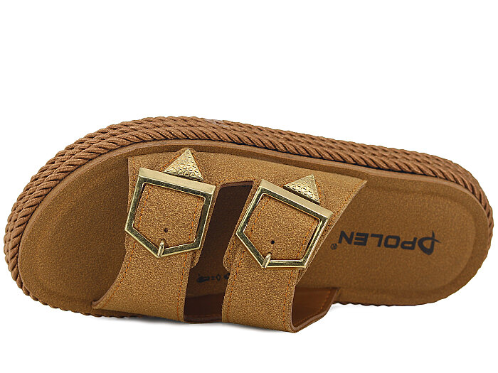 Polen Zenne 1010.Z.001 Çift Toka Günlük Terlik Taba - 2