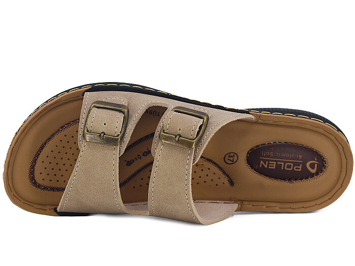 Polen Zenne 1011.Z.002 Çift Toka Günlük Terlik Bej - 2