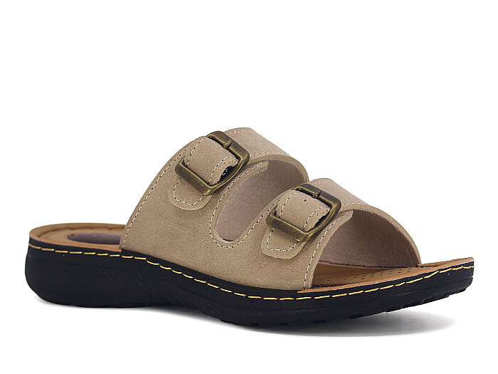 Polen Zenne 1011.Z.002 Çift Toka Günlük Terlik Bej - 1