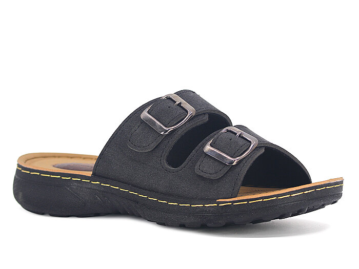 Polen Zenne 1011.Z.002 Çift Toka Günlük Terlik Siyah - 1