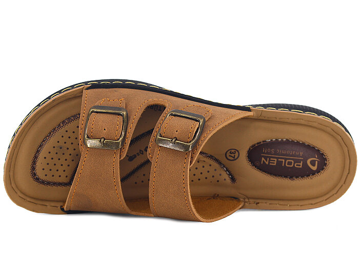 Polen Zenne 1011.Z.002 Çift Toka Günlük Terlik Taba - Polen (1)