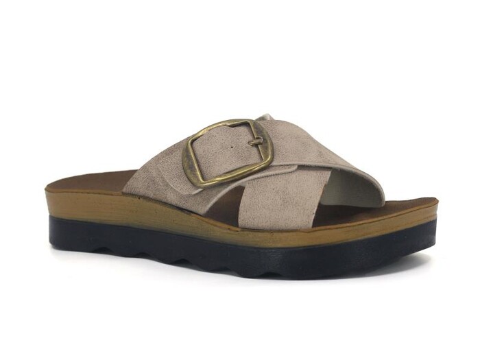 Polero Zenne 35131 Birken Çapraz Tek Toka Kutulu Günlük Terlik Bej - Polero